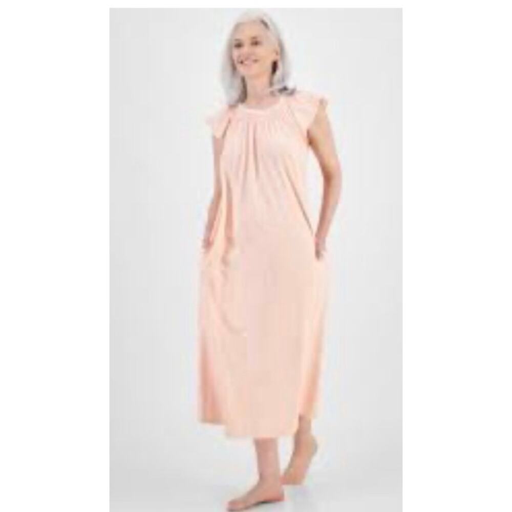 Charter Club Women's Cotton Smocked-Neck Nightgown Blue XS NEW